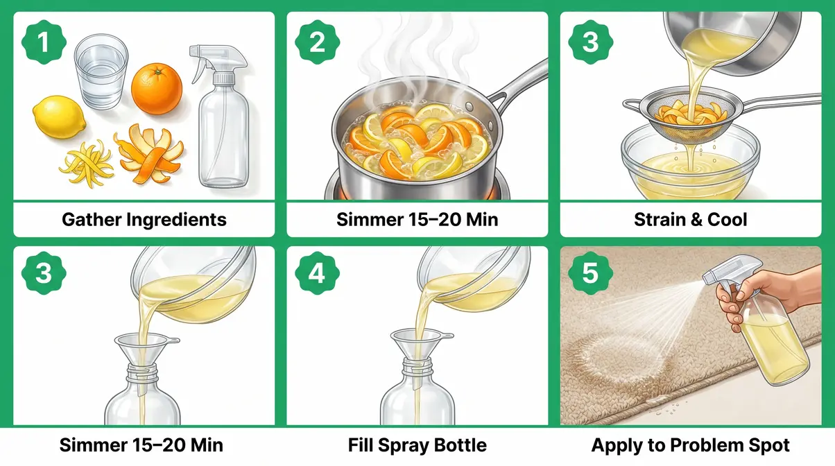 DIY citrus spray recipe to stop cat scratching carpet — step-by-step tutorial