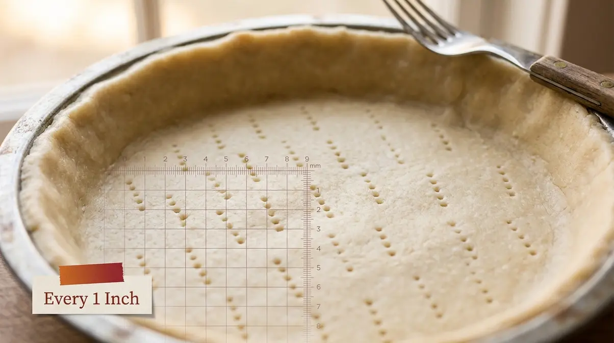 How To Stop Pie Crust From Shrinking: 7 Proven Steps 7 Close-up of properly docked pie crust showing evenly spaced fork holes across the base to prevent puffing