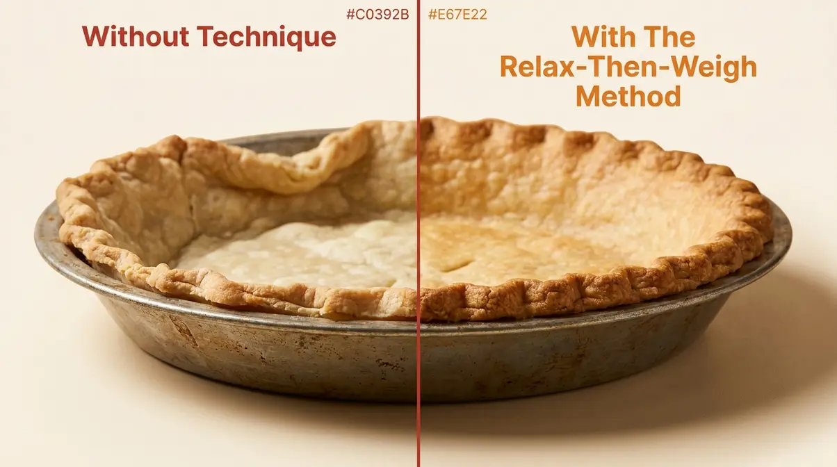 How To Stop Pie Crust From Shrinking: 7 Proven Steps 6 Side-by-side comparison of shrunken pie crust versus perfectly shaped pie crust showing proper technique results