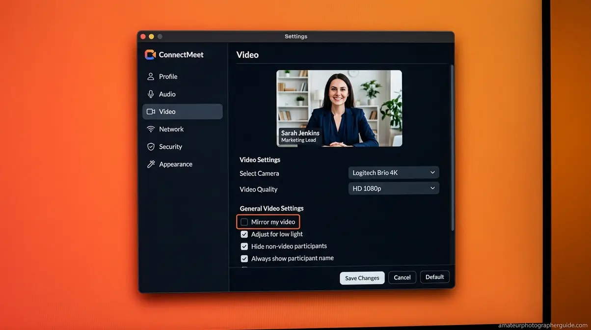 Unchecking the mirror my video setting in desktop Zoom app