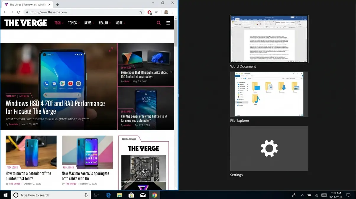 Snap Assist thumbnail menu appearing after snapping first window on Windows 10