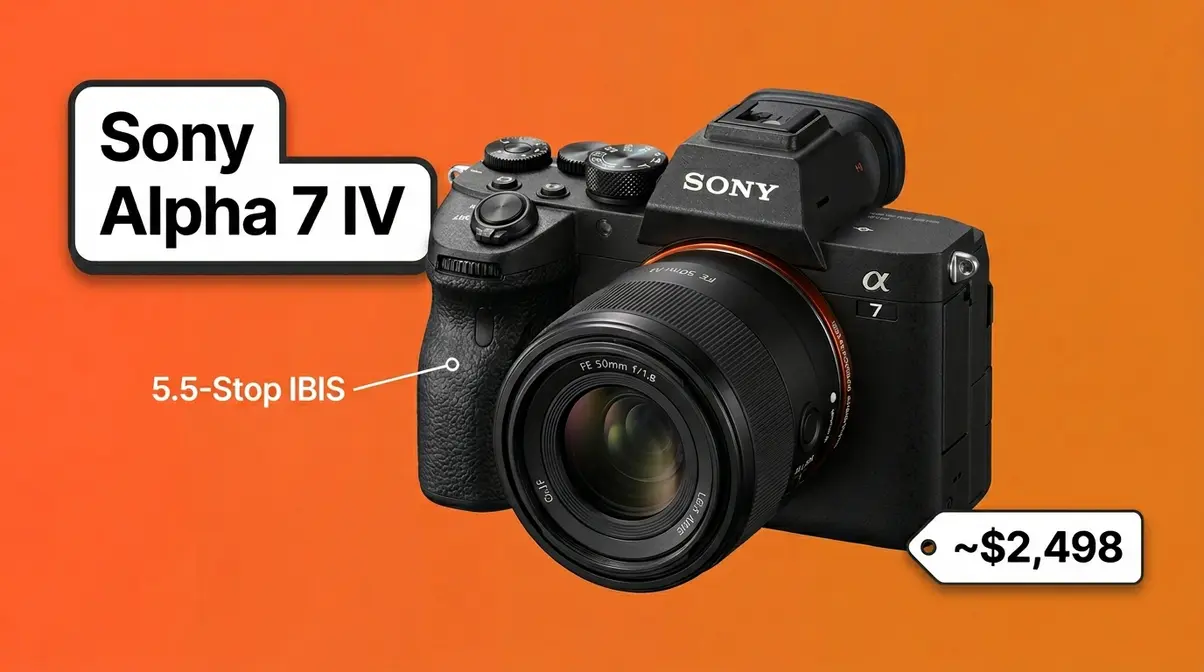 Sony Alpha 7 IV full-frame mirrorless camera with 5.5-stop IBIS image stabilization