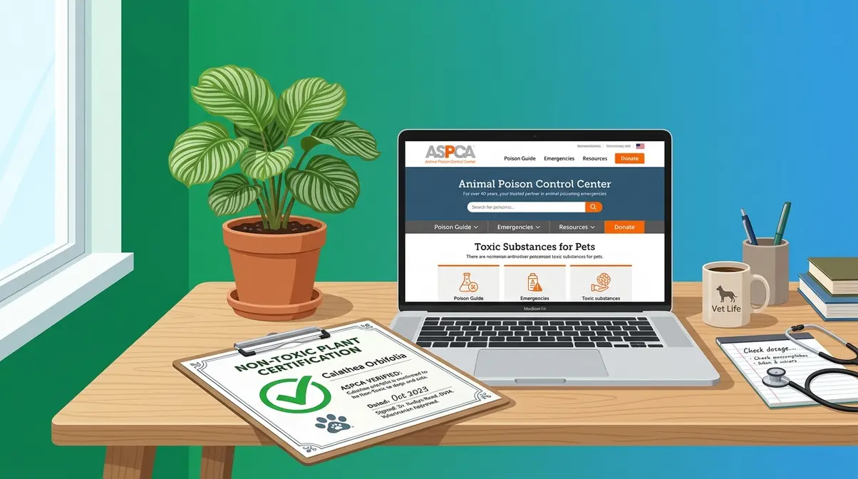 ASPCA Animal Poison Control Center database confirming calathea is non-toxic to cats