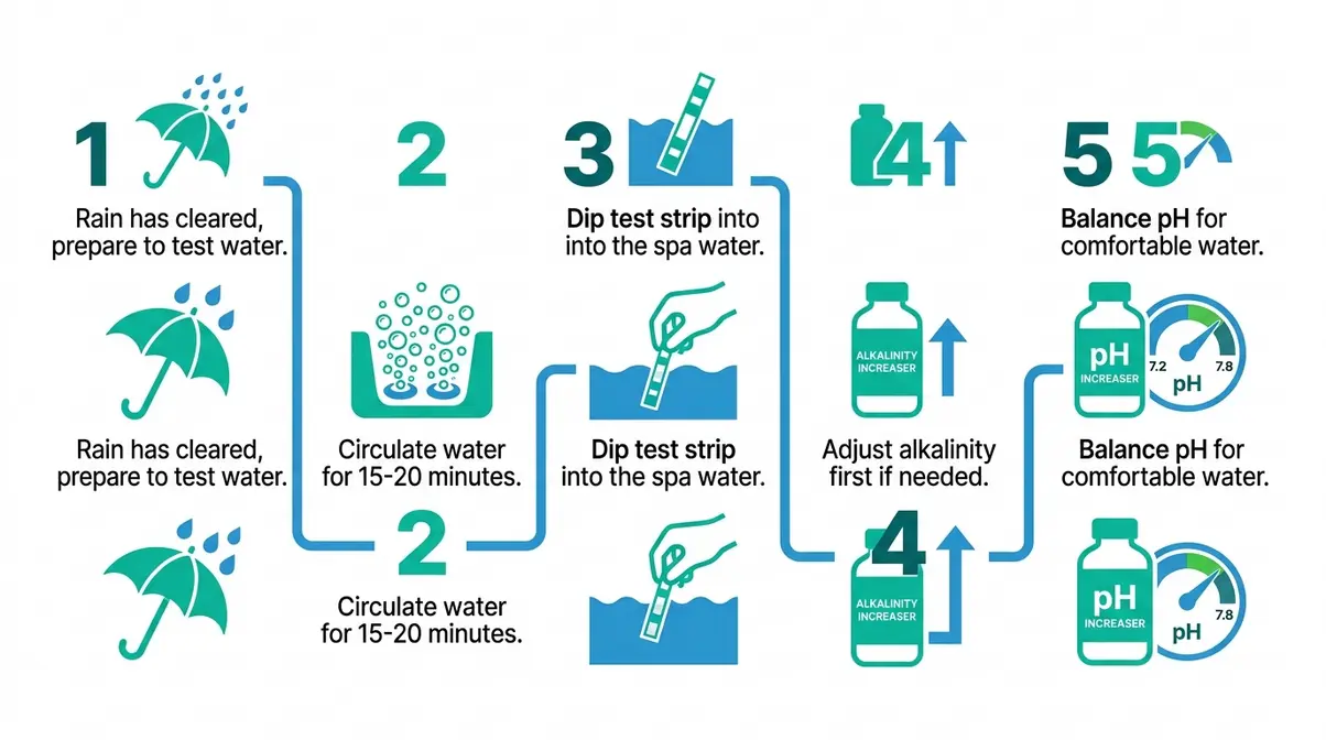 Is It Safe to Use a Hot Tub in the Rain? Full Guide 7 Five-step illustrated guide to testing and rebalancing hot tub water chemistry after rainfall