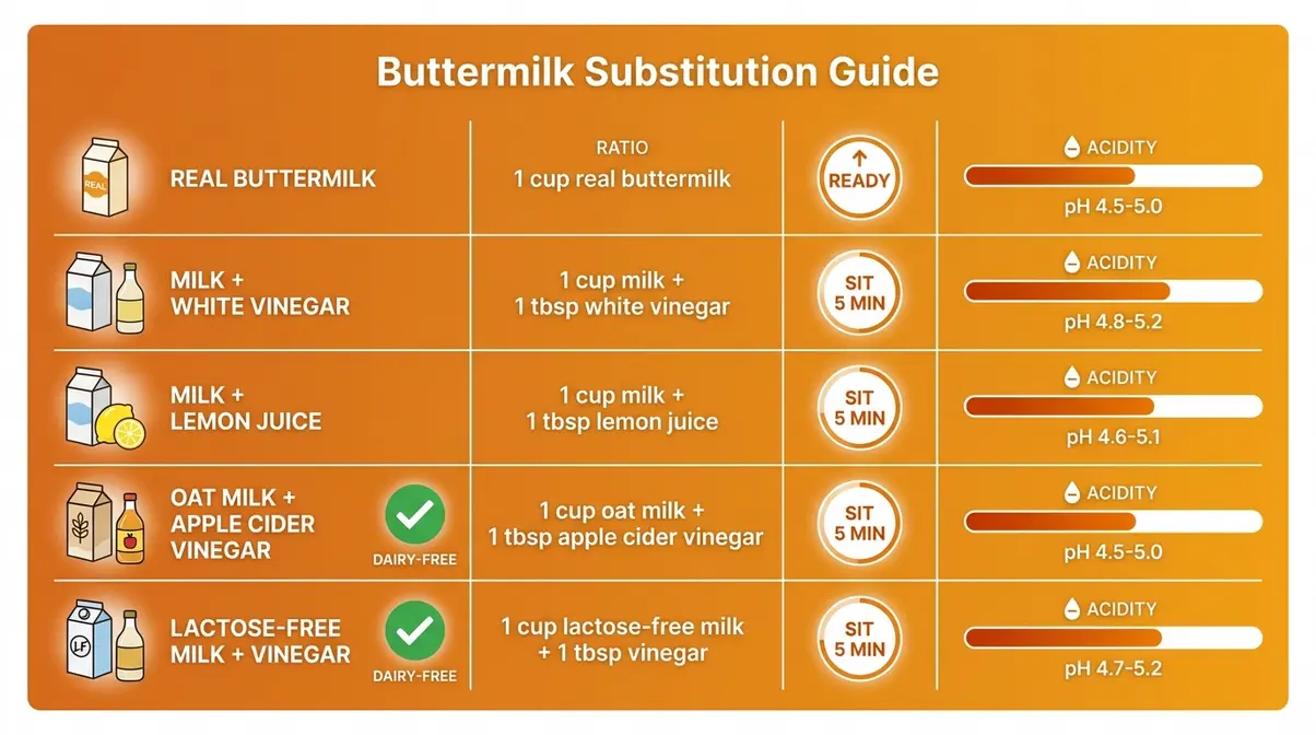 King Arthur Pancake Recipe: Fluffy, Perfect Every Time 8 Visual buttermilk substitution guide showing ratios and timing for each dairy and non-dairy option