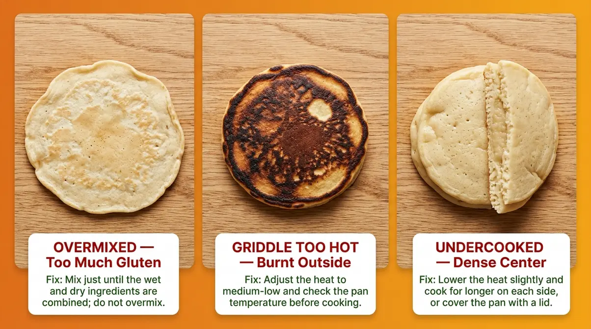 King Arthur Pancake Recipe: Fluffy, Perfect Every Time 6 Side-by-side comparison of flat, burnt, and dense pancake problems with cause labels