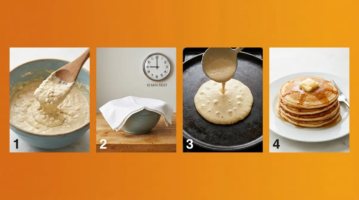 King Arthur Pancake Recipe: Fluffy, Perfect Every Time 3 King Arthur pancake recipe batter mixing bowl showing lumpy texture step by step