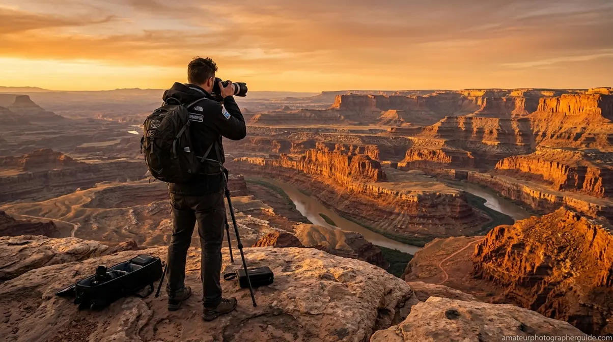 Photographer looking over a majestic canyon representing landscape photography