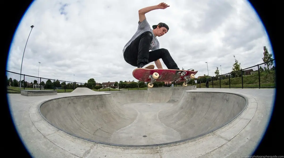 Fisheye lens creative distortion photography in action sports