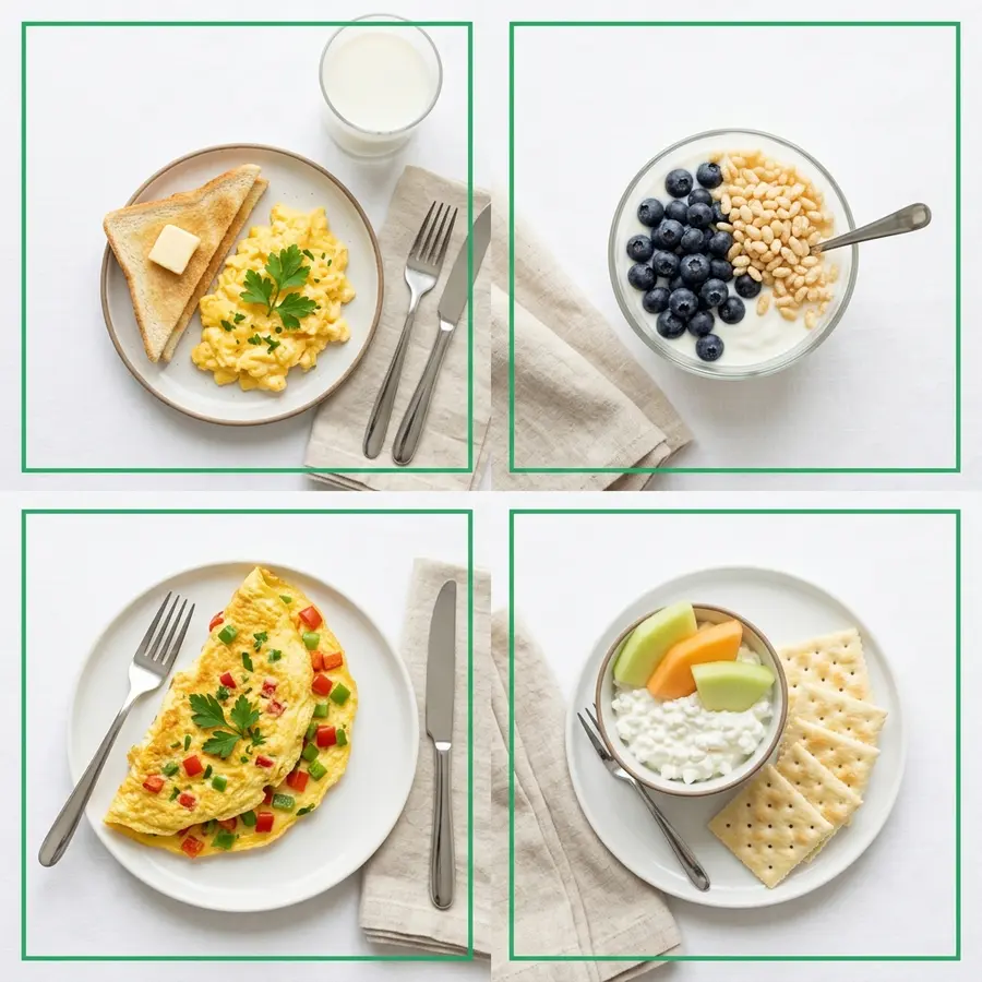 Low Oxalate Meals For Kidney Health: 25 Expert Picks 6 Four kidney-safe low-oxalate breakfast options including scrambled eggs yogurt parfait cheese omelette and cottage cheese