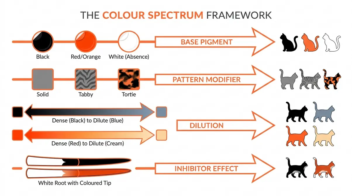 Maine Coon colours Colour Spectrum Framework four-axis genetic diagram