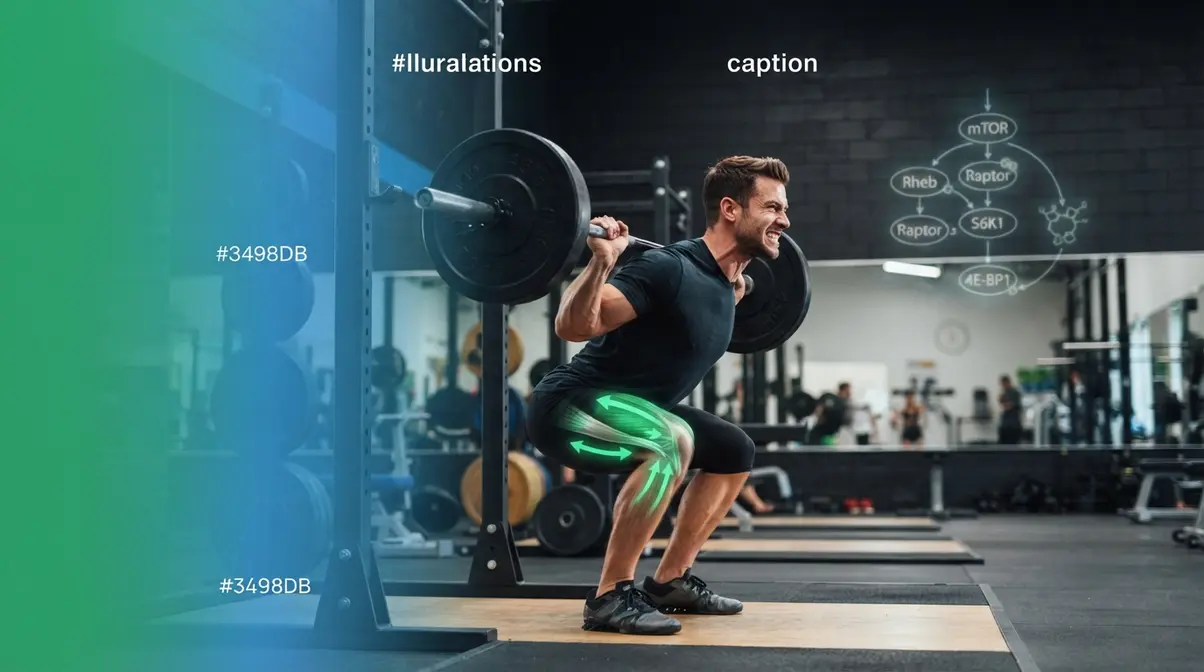 Athlete performing barbell squat showing resistance training as the primary trigger for muscle protein synthesis