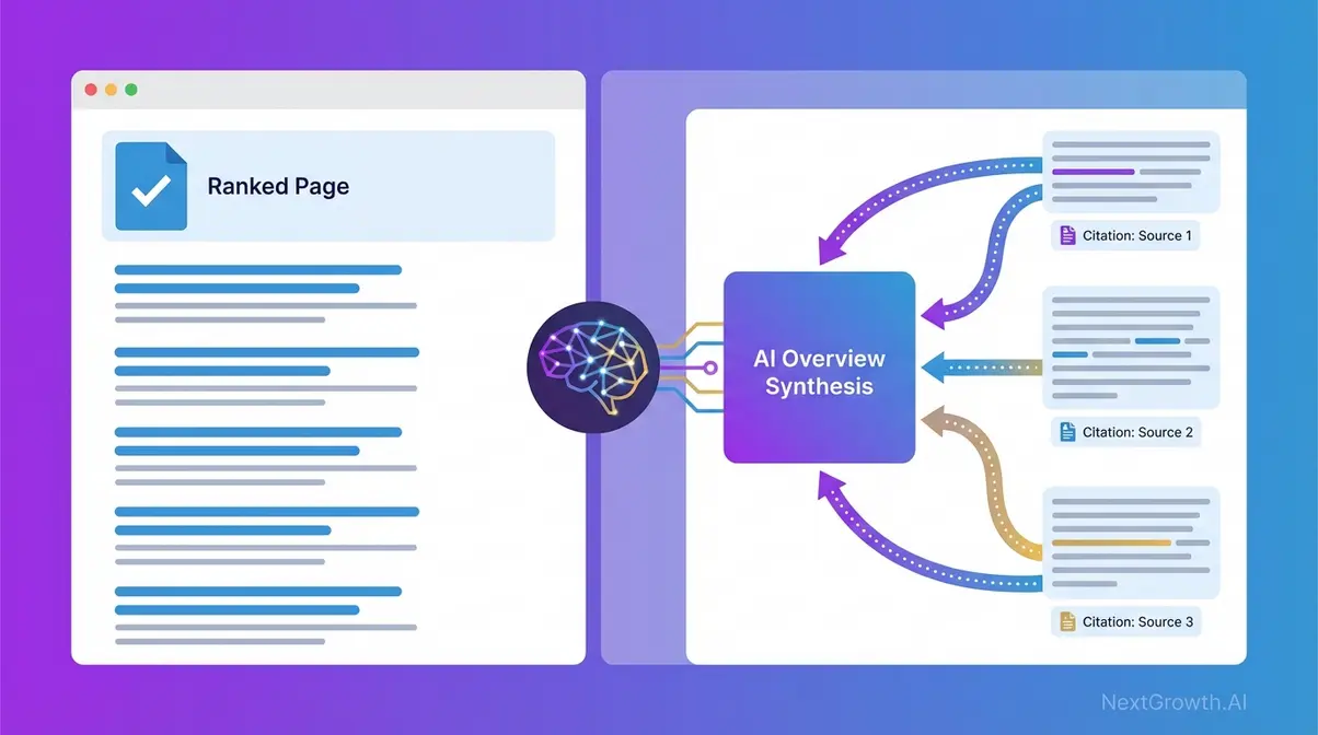 AI search optimization GEO diagram showing how AI extractors pull passages from content