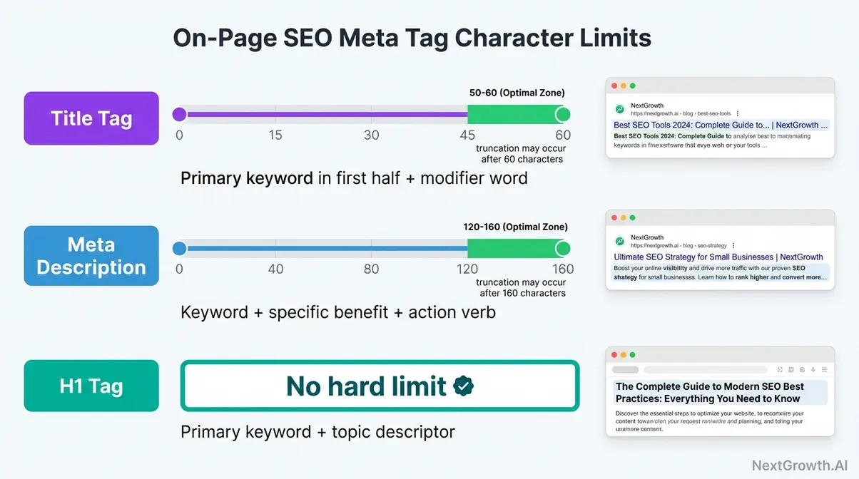 Meta tag character limit cheat sheet for title tags and meta descriptions