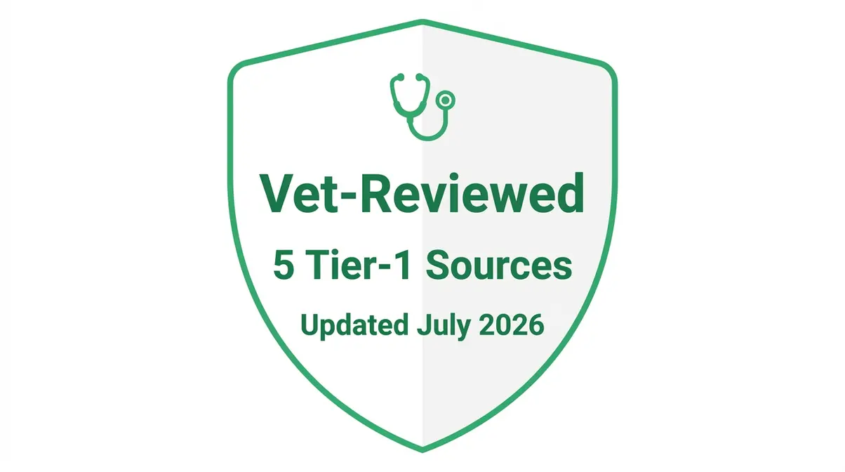 Vet-reviewed badge for Orbax for cats side effects guide citing five tier-one sources