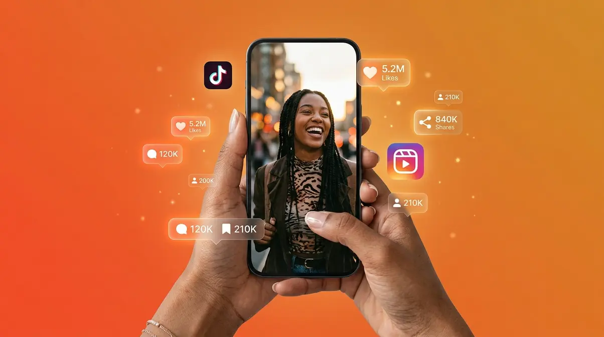 TikTok and Instagram photography trends showing vertical mobile-first composition on smartphone screen
