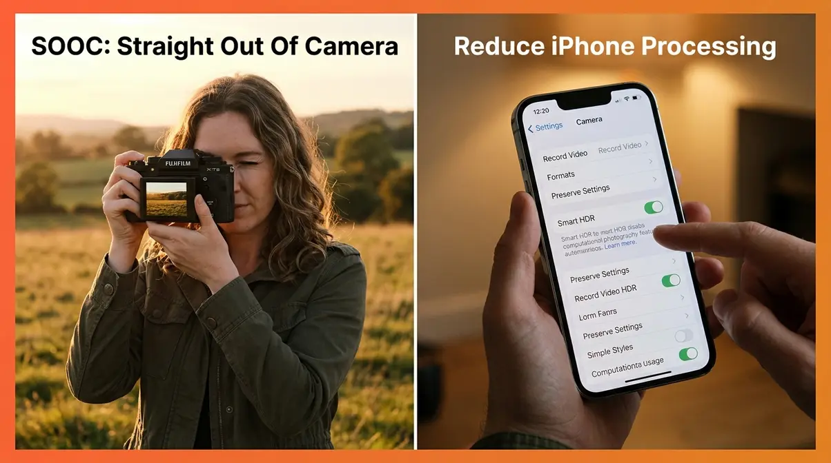 SOOC straight out of camera approach and iPhone Smart HDR settings for minimal post processing photography