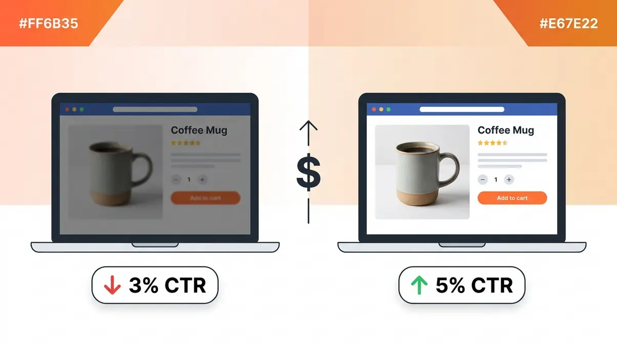 Product photography impact on e-commerce sales showing conversion rate improvement with better photos