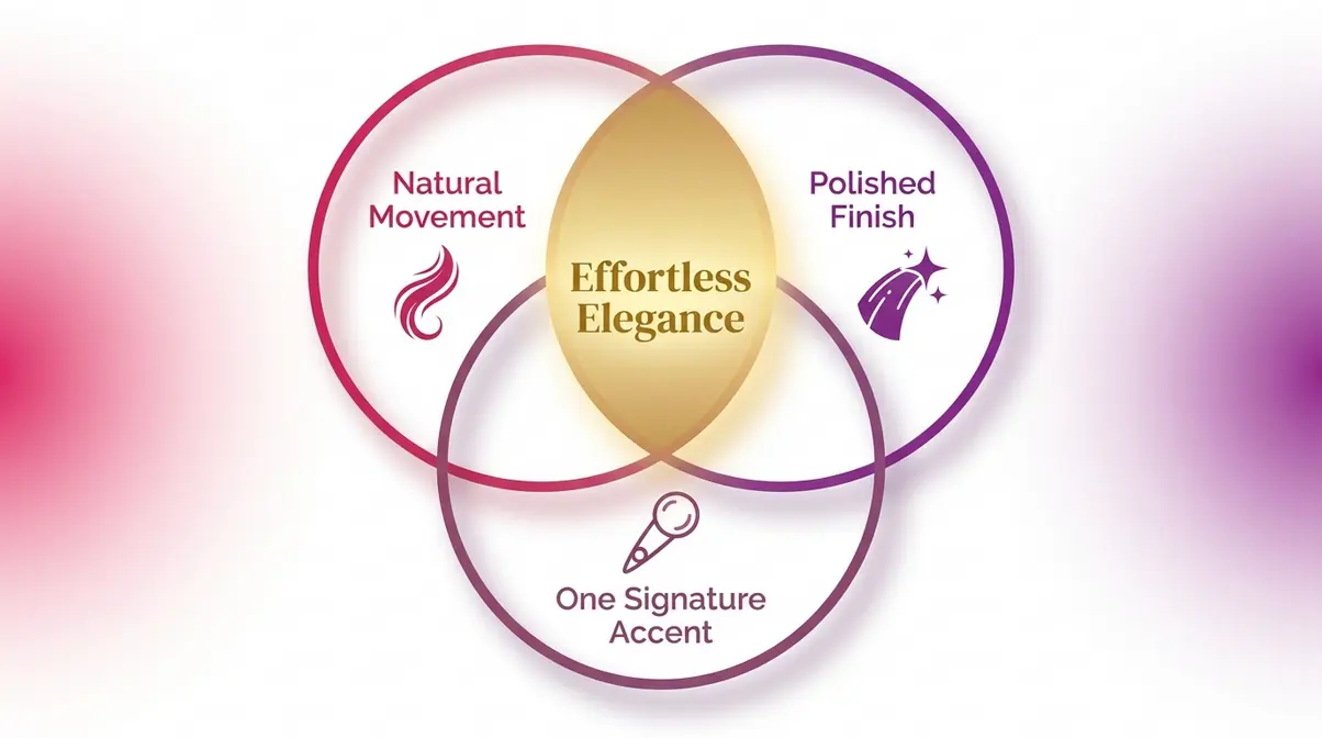 Prom hair trends 2026 effortless elegance formula diagram with three overlapping circles