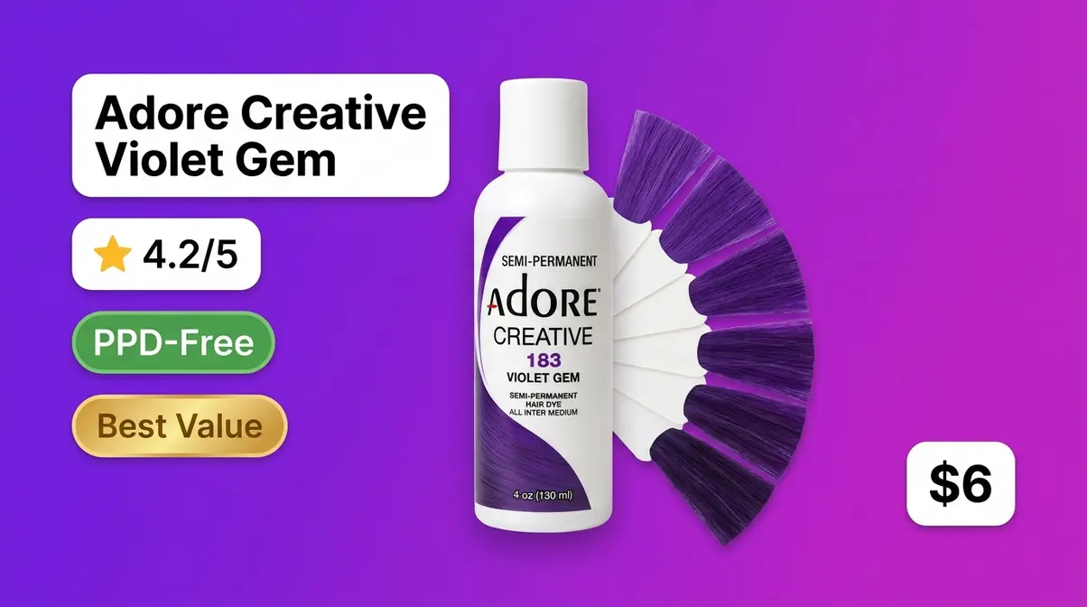 Adore Creative 183 Violet Gem semi-permanent purple hair dye bottle with best value badge