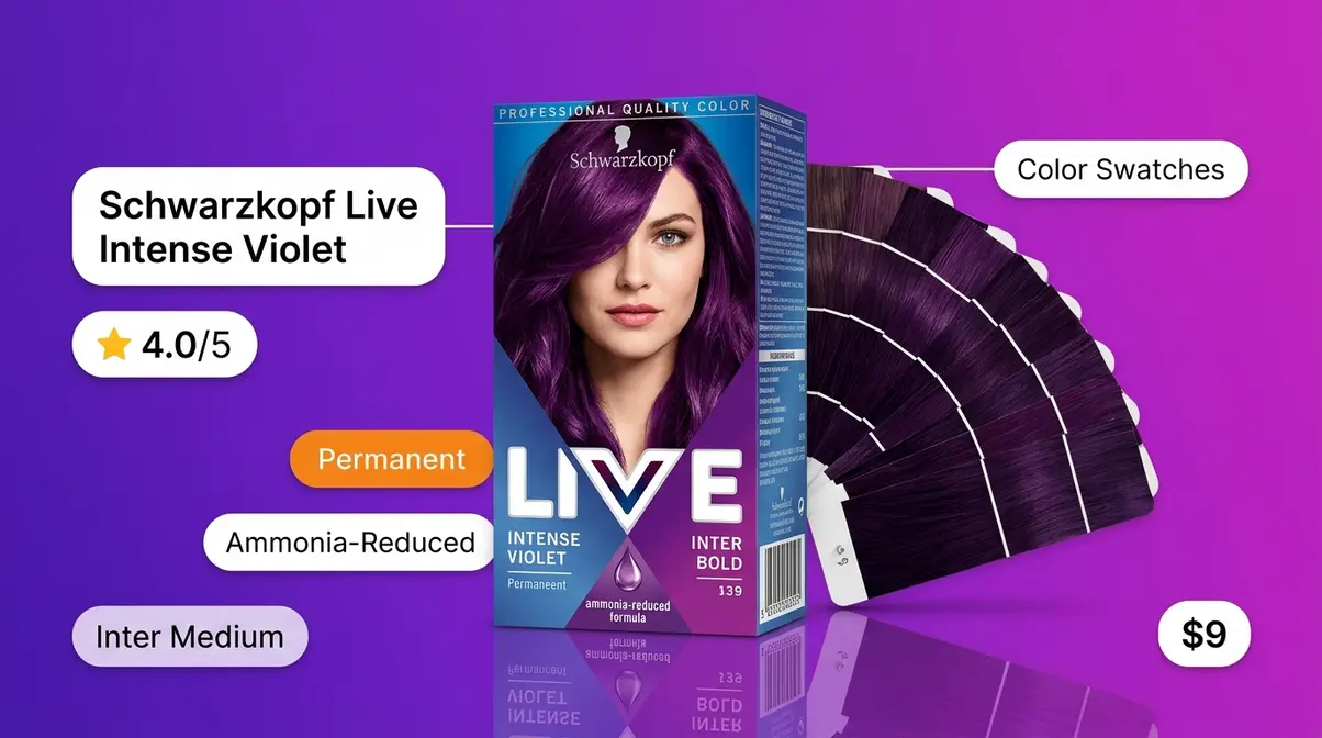 Schwarzkopf Live Intense Violet permanent hair dye box with ammonia-reduced formula badge