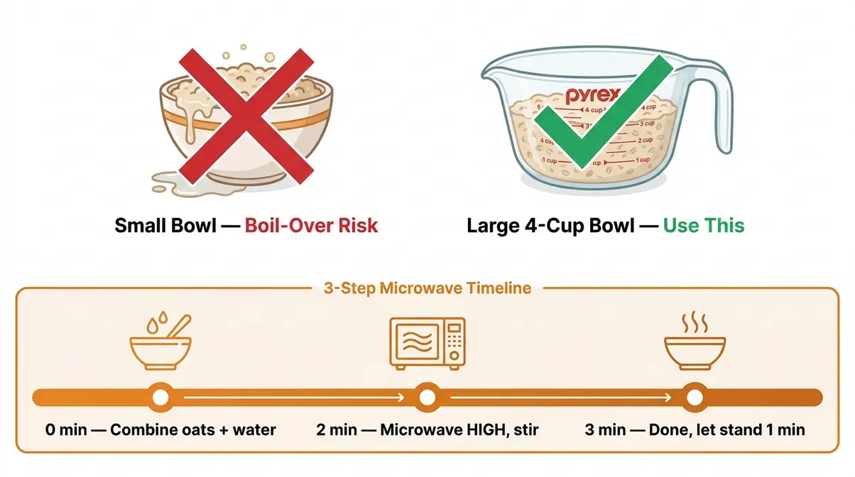 How to cook quick cook steel cut oats in microwave without boil-over using large bowl