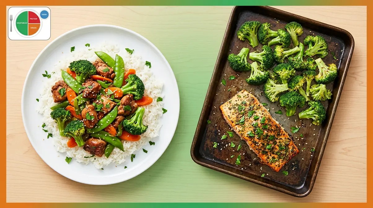 45 Quick Dinner Ideas For Kids That Actually Get Eaten 8 Healthy quick family dinner with chicken stir-fry vegetables and sheet pan salmon broccoli meeting USDA nutrition guidelines
