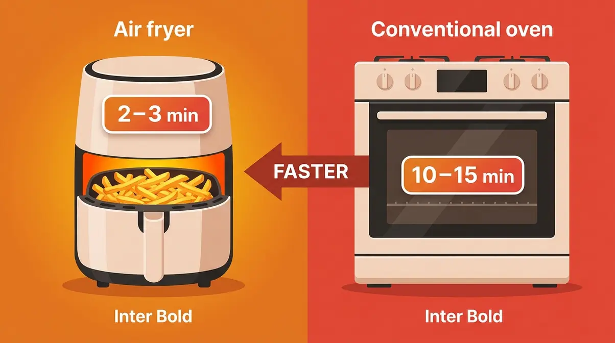 Is An Air Fryer Worth It? 7 Reasons To Buy (Or Skip) 2 Side-by-side comparison of air fryer preheating in 3 minutes versus conventional oven taking 15 minutes