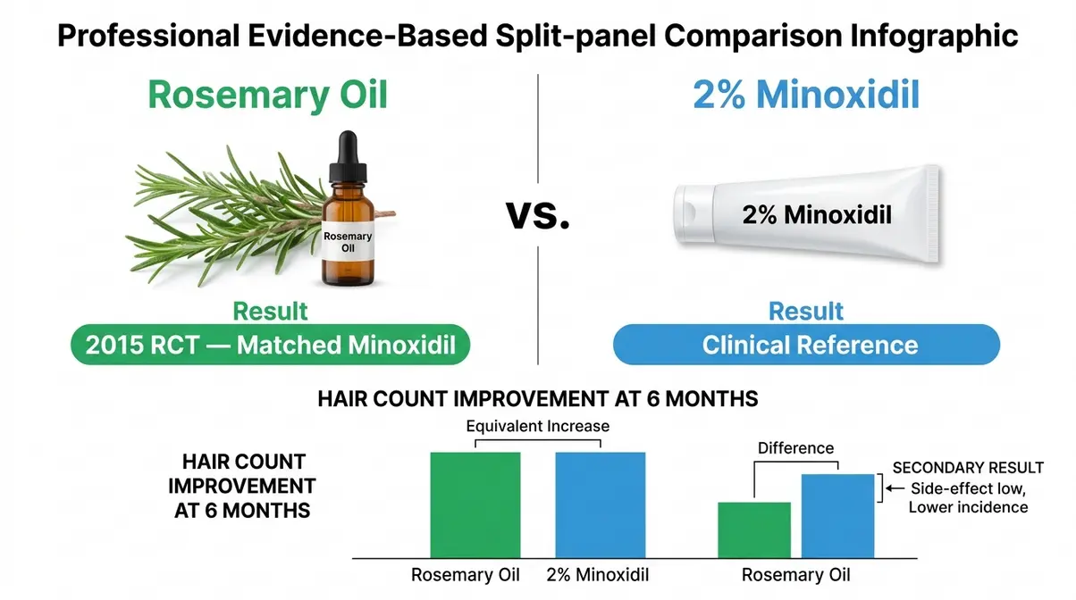 Rosemary oil versus 2 percent minoxidil clinical trial comparison showing equal hair count results