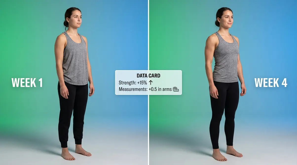 What to expect in first four weeks of training showing posture improvement and early muscle growth signs