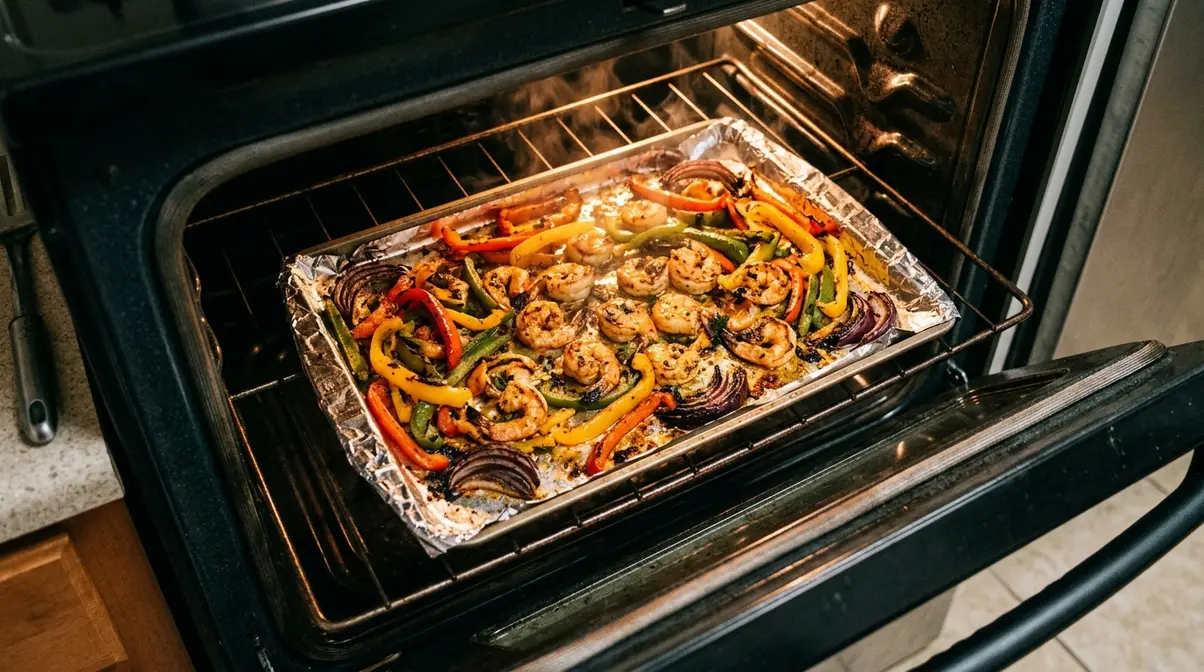 25 Quick Dinner Recipes Ready In 30 Minutes Or Less 4 Sheet-pan shrimp fajitas with colorful bell peppers roasting in the oven for a hands-off dinner