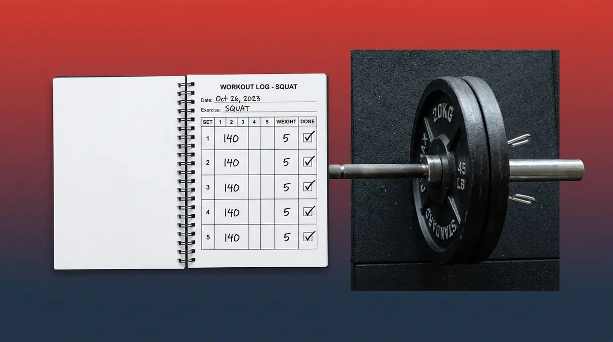 StrongLifts 5x5 programme overview showing workout log and barbell representing the two-workout structure