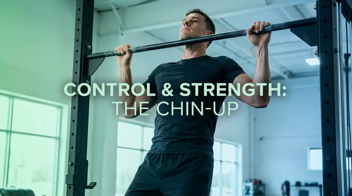 Male lifter performing chin-up as assistance exercise to complement StrongLifts 5x5 programme