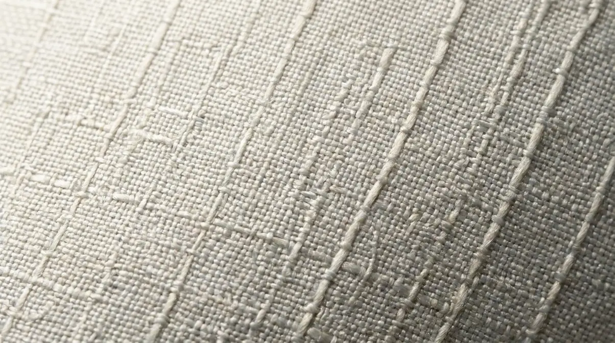 Macro photograph of ripstop nylon tent fabric showing the reinforcing grid thread pattern