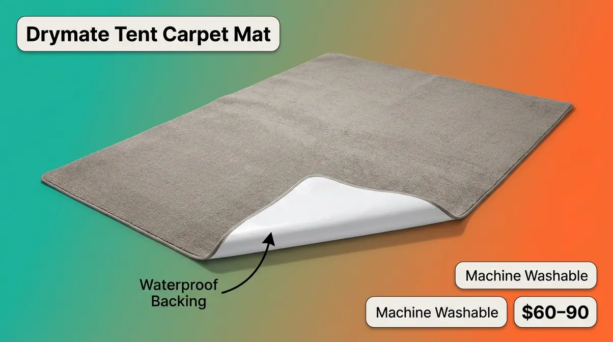 Drymate tent carpet mat with soft surface and waterproof backing for family car camping