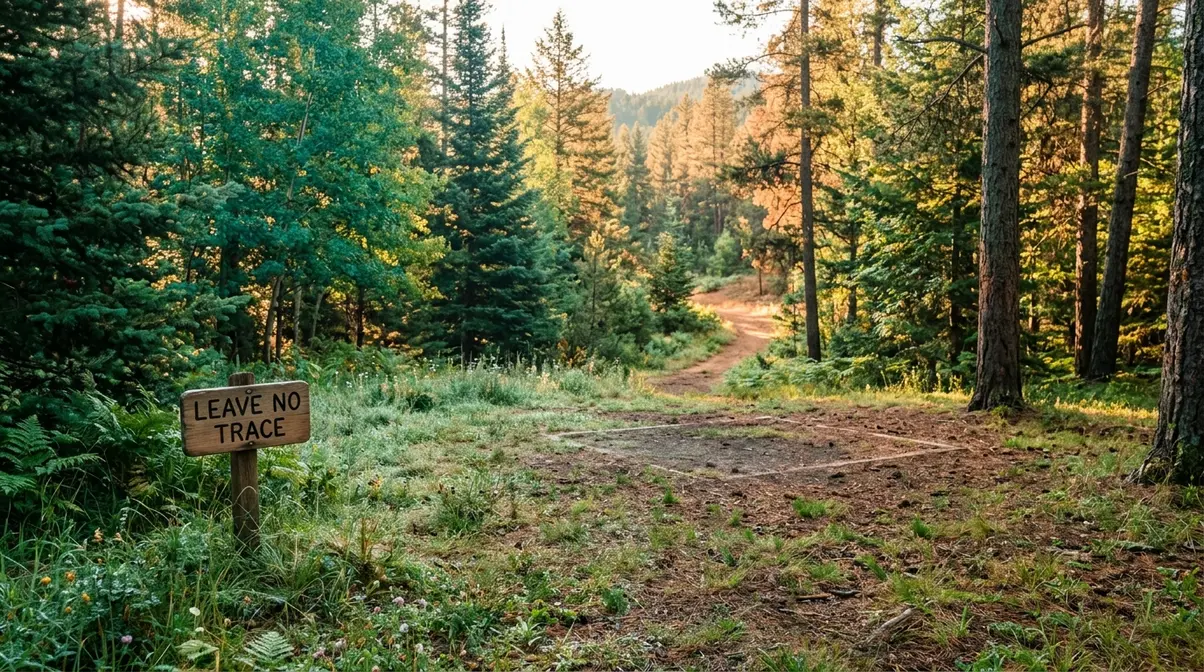 Pristine campsite after Leave No Trace principles applied with no visible impact