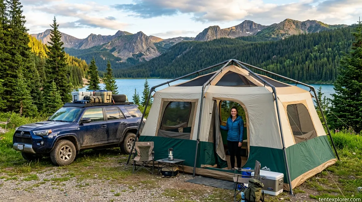 Large 6-person car camping tent where weight is not a factor
