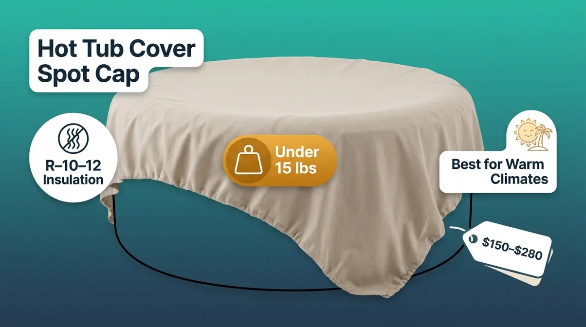 Hot Tub Cover Spot protective cap lightweight fabric cover under 15 lbs for warm climates