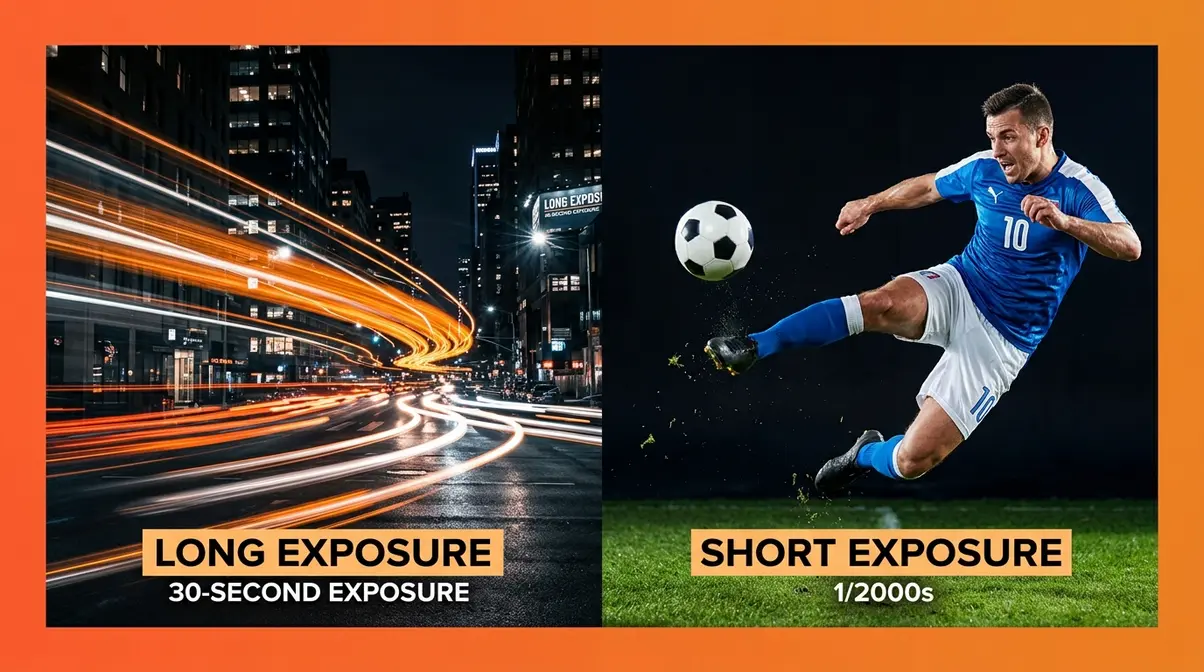Creative exposure techniques showing long exposure light trails and fast shutter speed frozen action photography