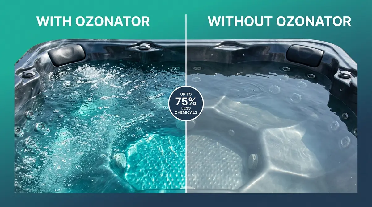 What Does a Hot Tub Ozonator Do? Complete Guide 4 Hot tub water quality comparison showing benefits of running a functioning ozonator