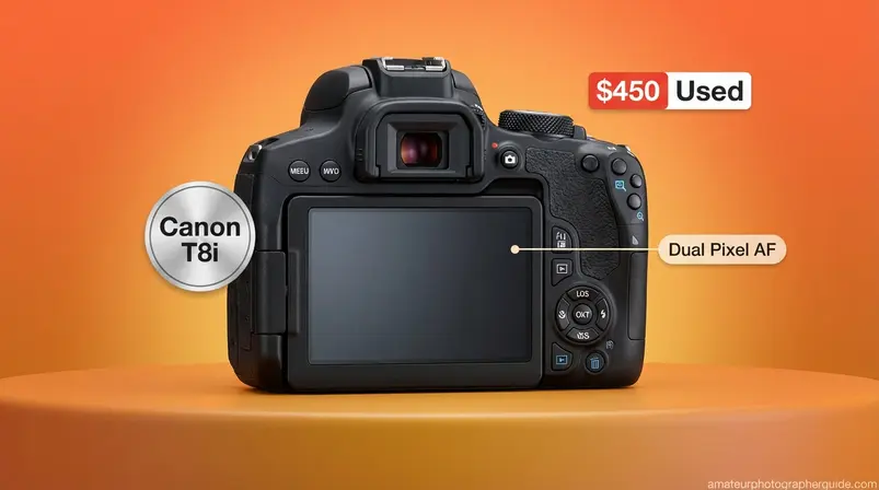 Canon EOS Rebel T8i DSLR with articulating screen for video