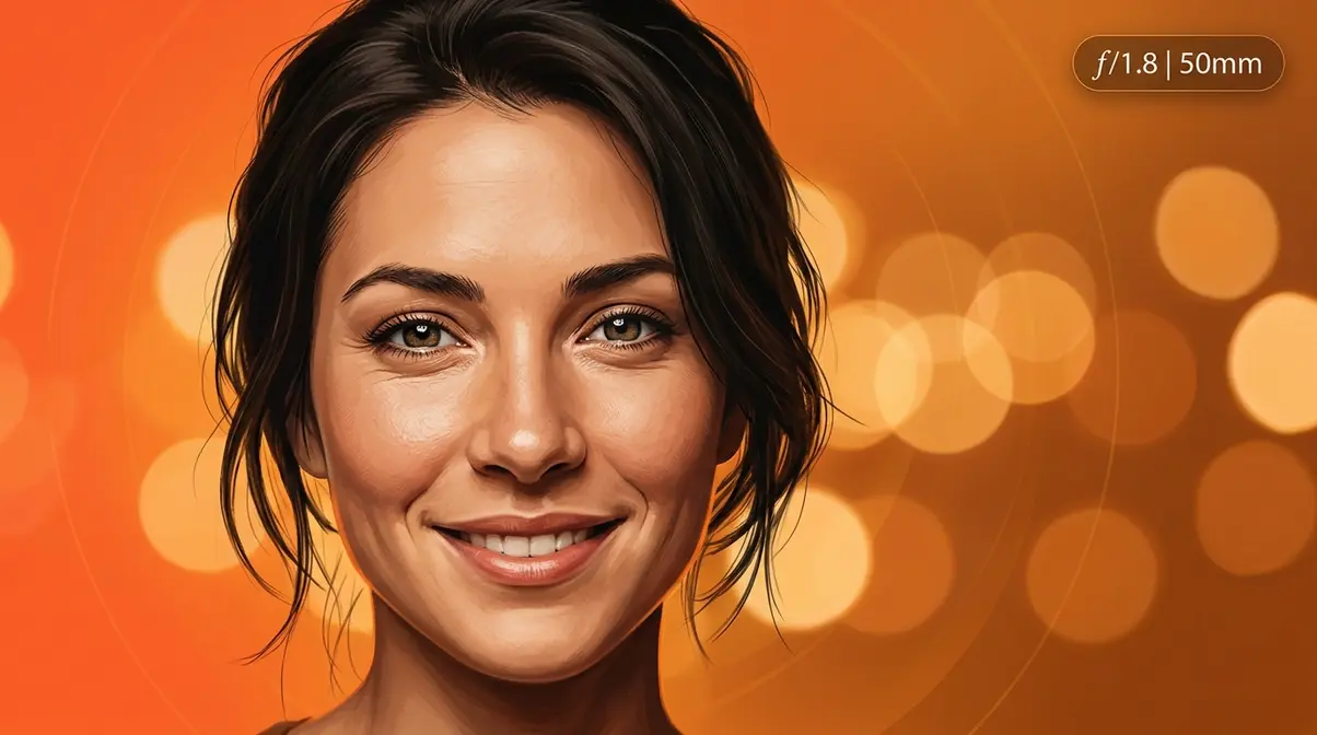 Low f-stop f/1.8 portrait photography showing dreamy bokeh background blur with sharp subject isolation