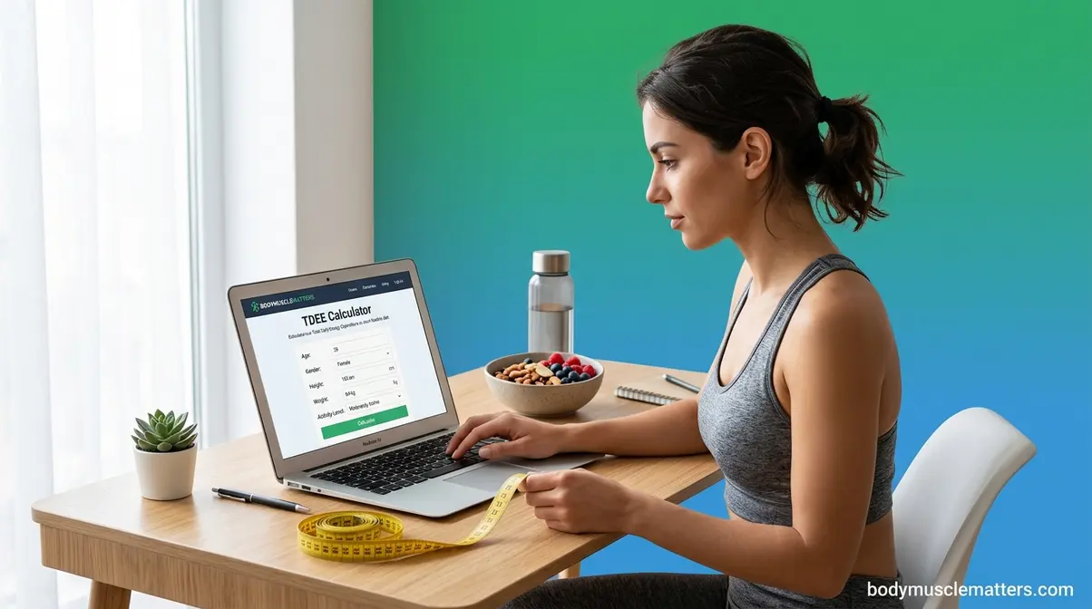 Person calculating TDEE on a laptop to start flexible dieting