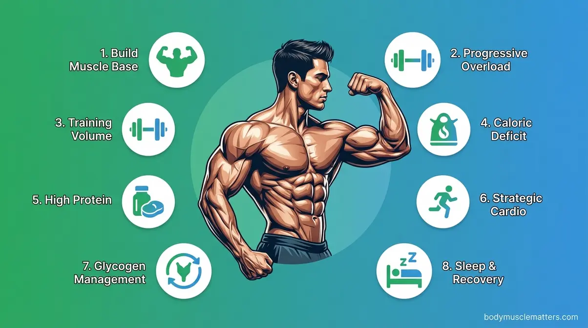 Eight evidence-based protocols for achieving visible muscle striations through training nutrition and recovery