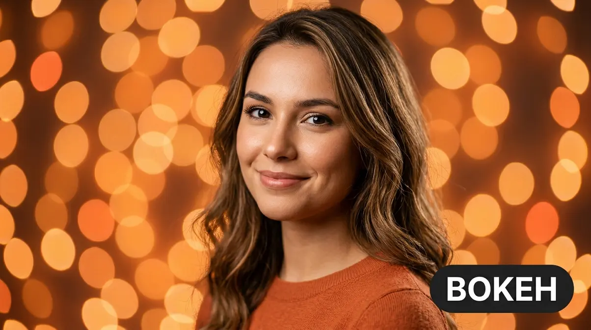 Bokeh effect in portrait photography showing soft circular background blur balls of light behind sharp subject
