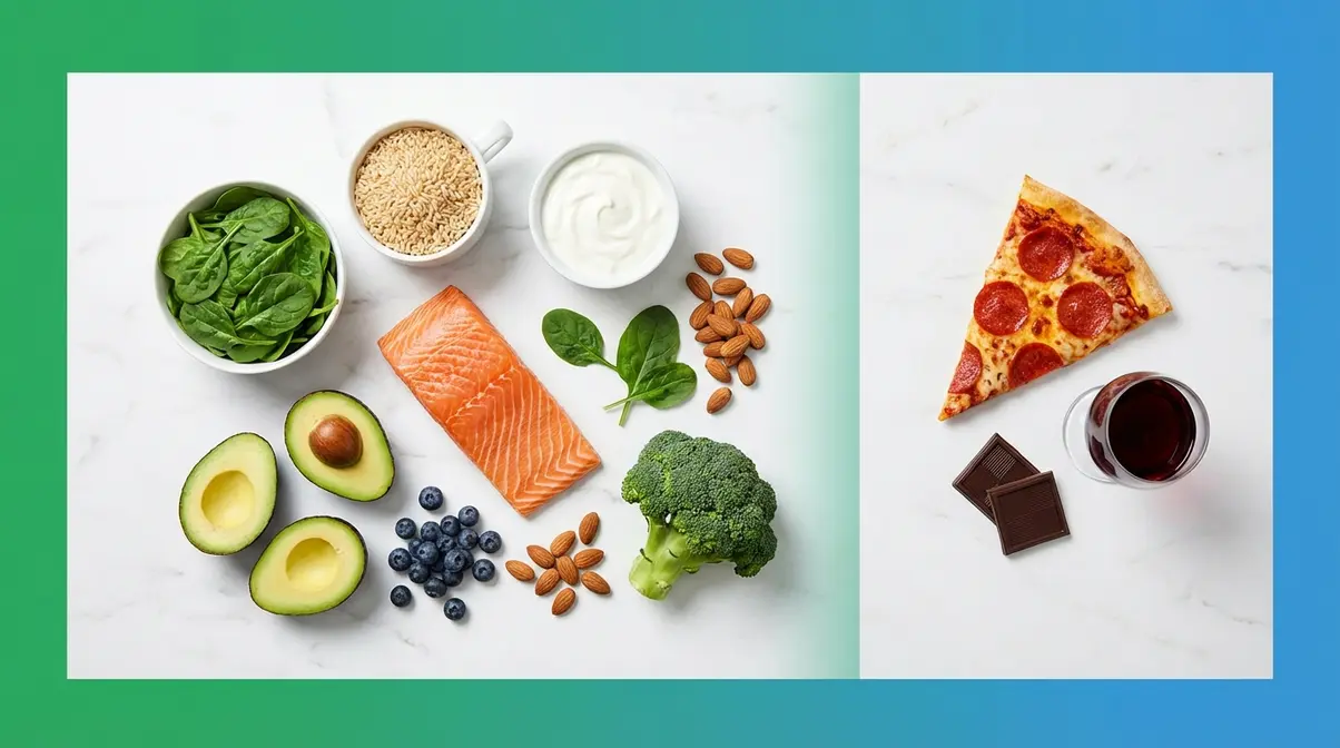 70/30 diet clean foods including salmon vegetables grains versus flex foods like pizza and chocolate