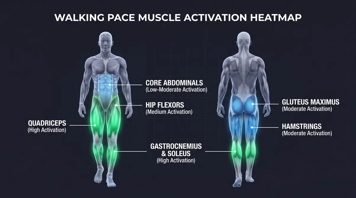 What muscles does a treadmill work — full body anatomical heatmap diagram front and back view