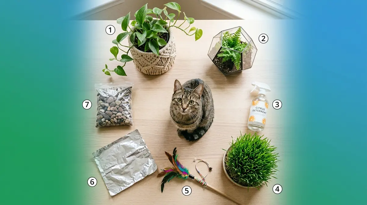 Seven cat-proofing tools to stop cats eating plants including cat grass deterrent spray and wand toys