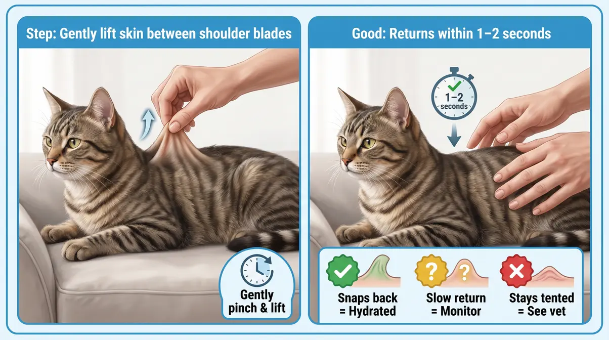 How to perform the skin tent test on a cat to check for dehydration at home