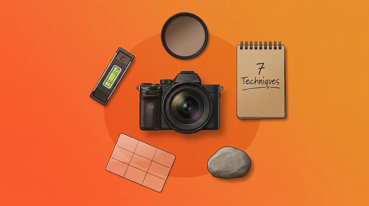 Wide angle lens photography seven essential techniques overview showing camera tools and composition aids